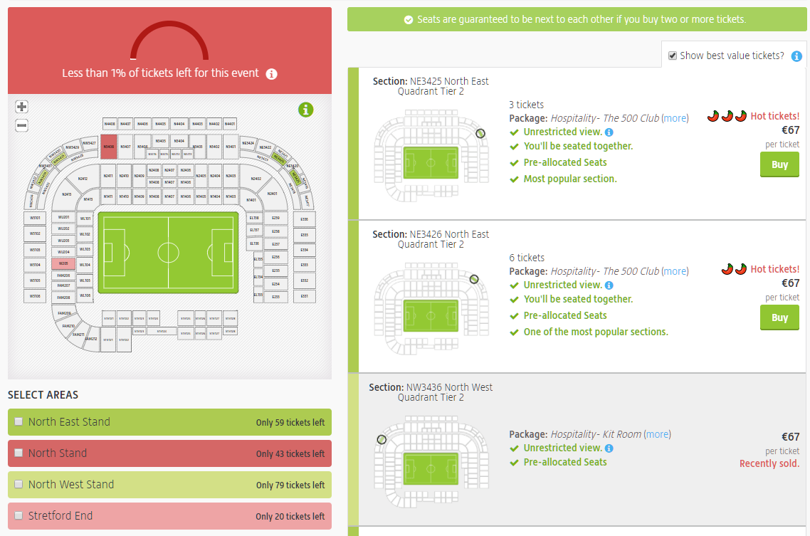 viagogo ticket choices
