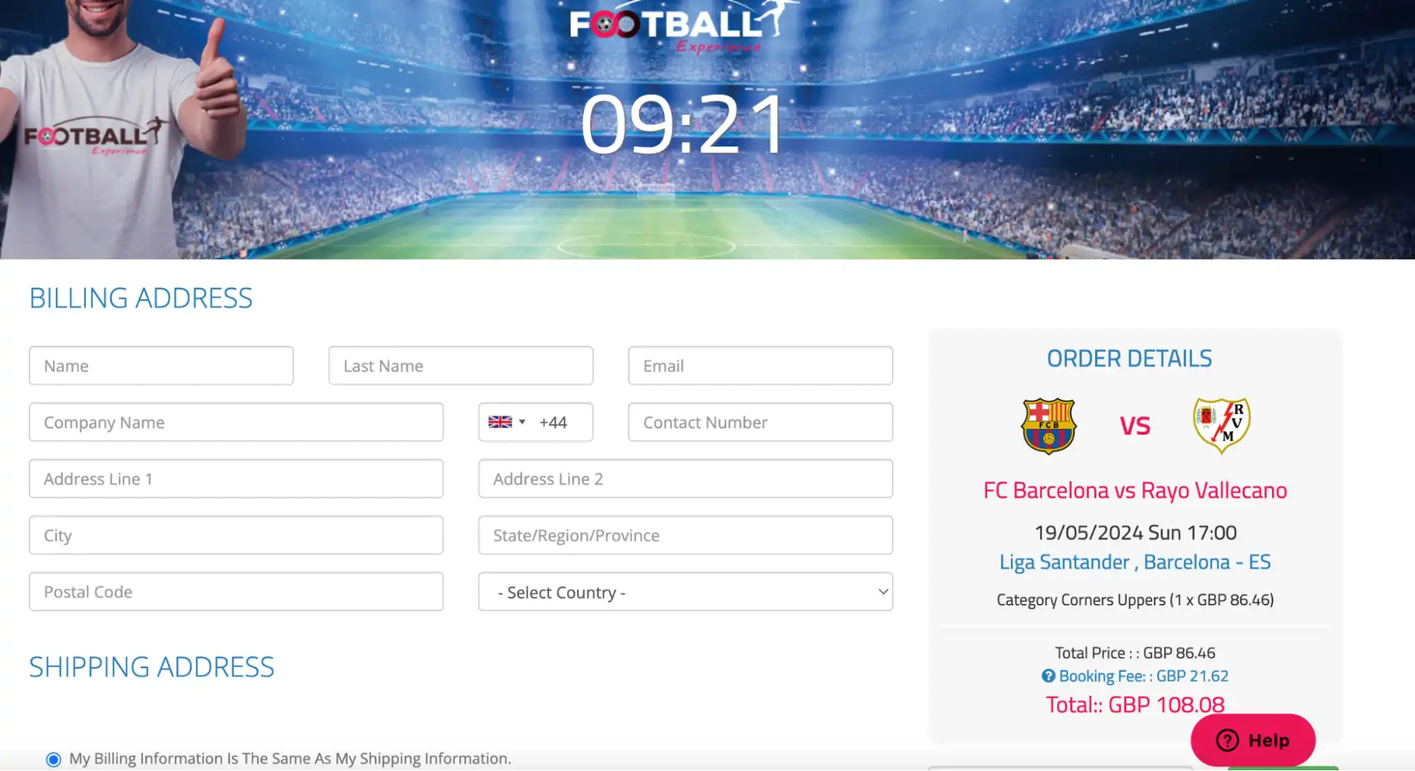Screenshot of Cart with a countdown