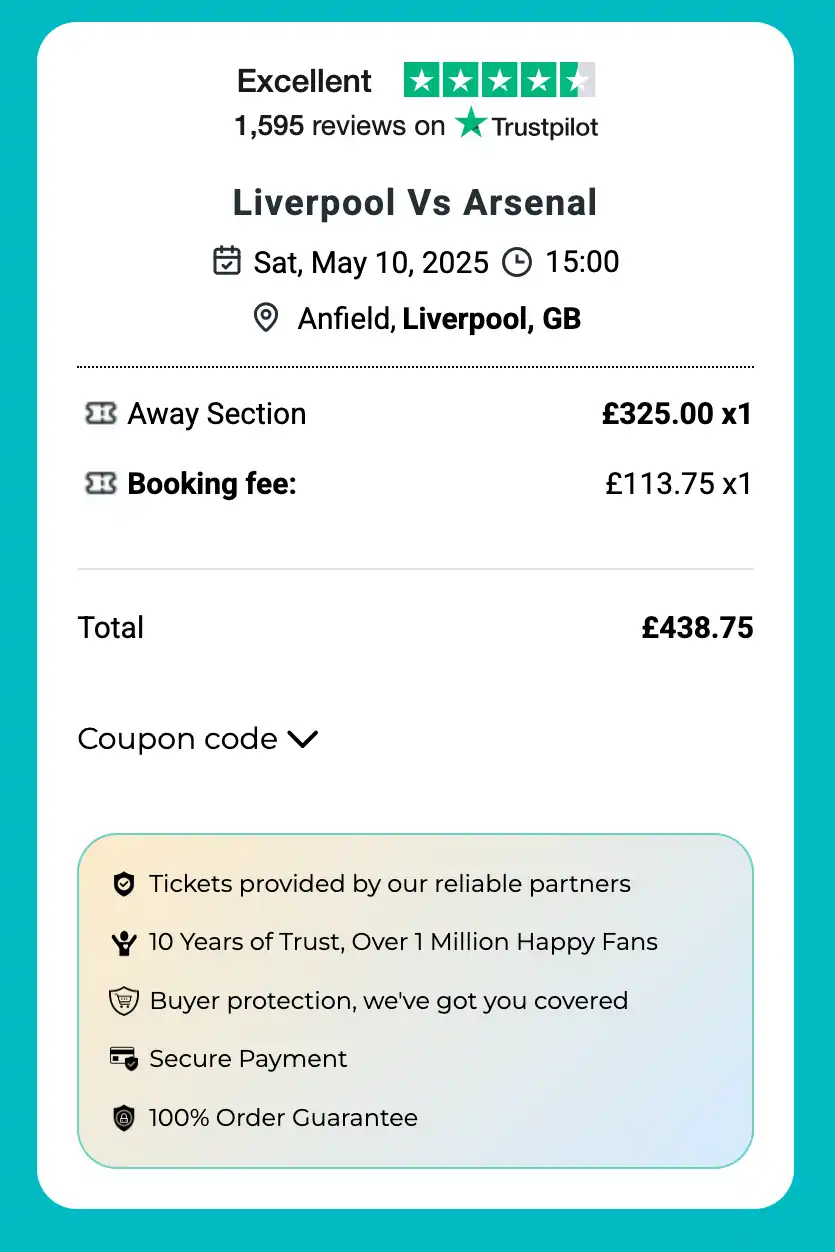 screenshot of Liverpool Vs Arsenal ticket price
