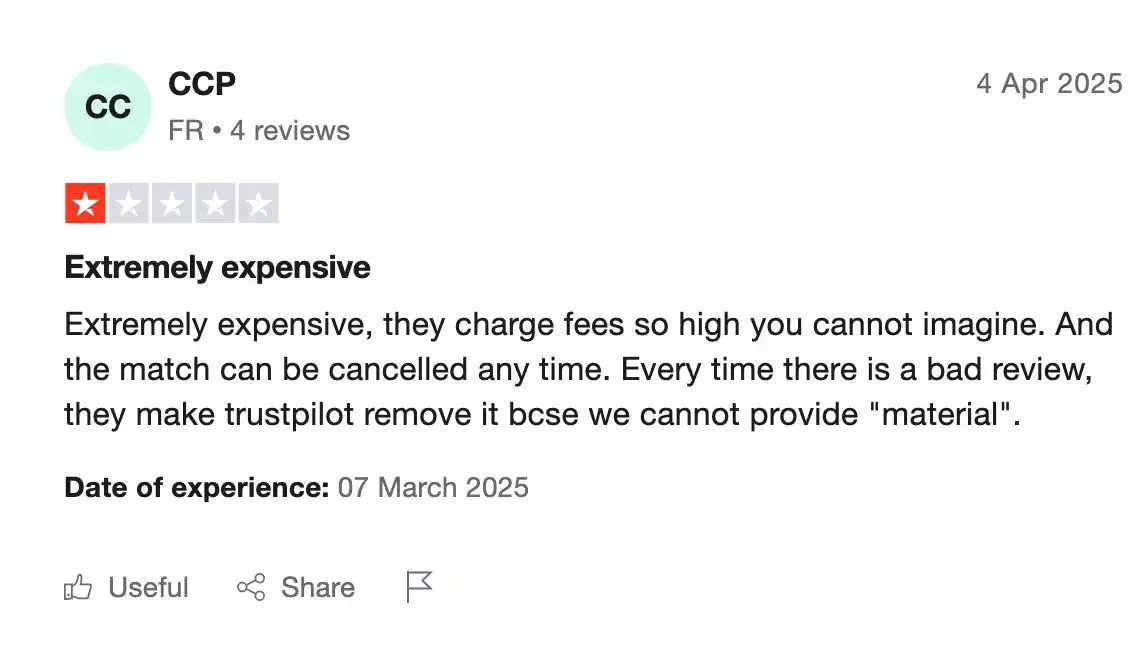 screenshot of negative Ticketgum Review on the Trustpilot