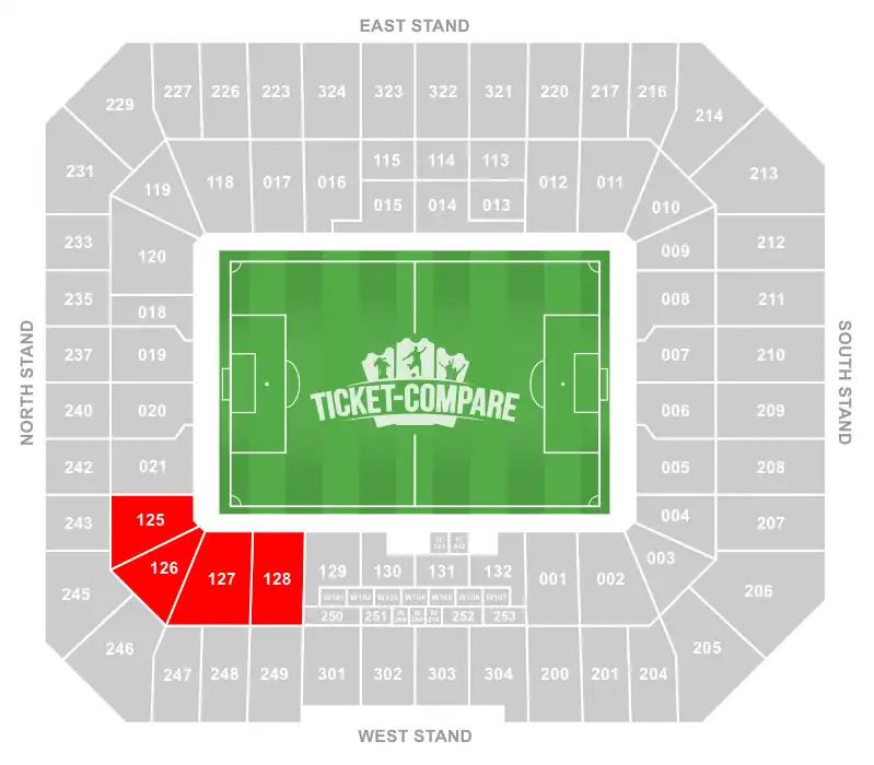 Hill Dickinson Stadium Seating Plan with Family Stand highlighted