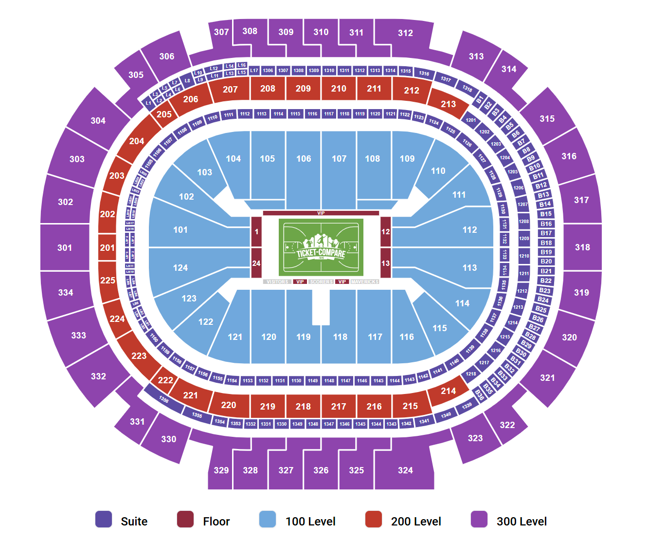 American Airlines Center - TX Seating Plan