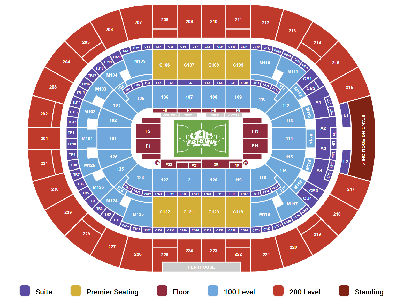 Rocket Arena - OH Seating Plan