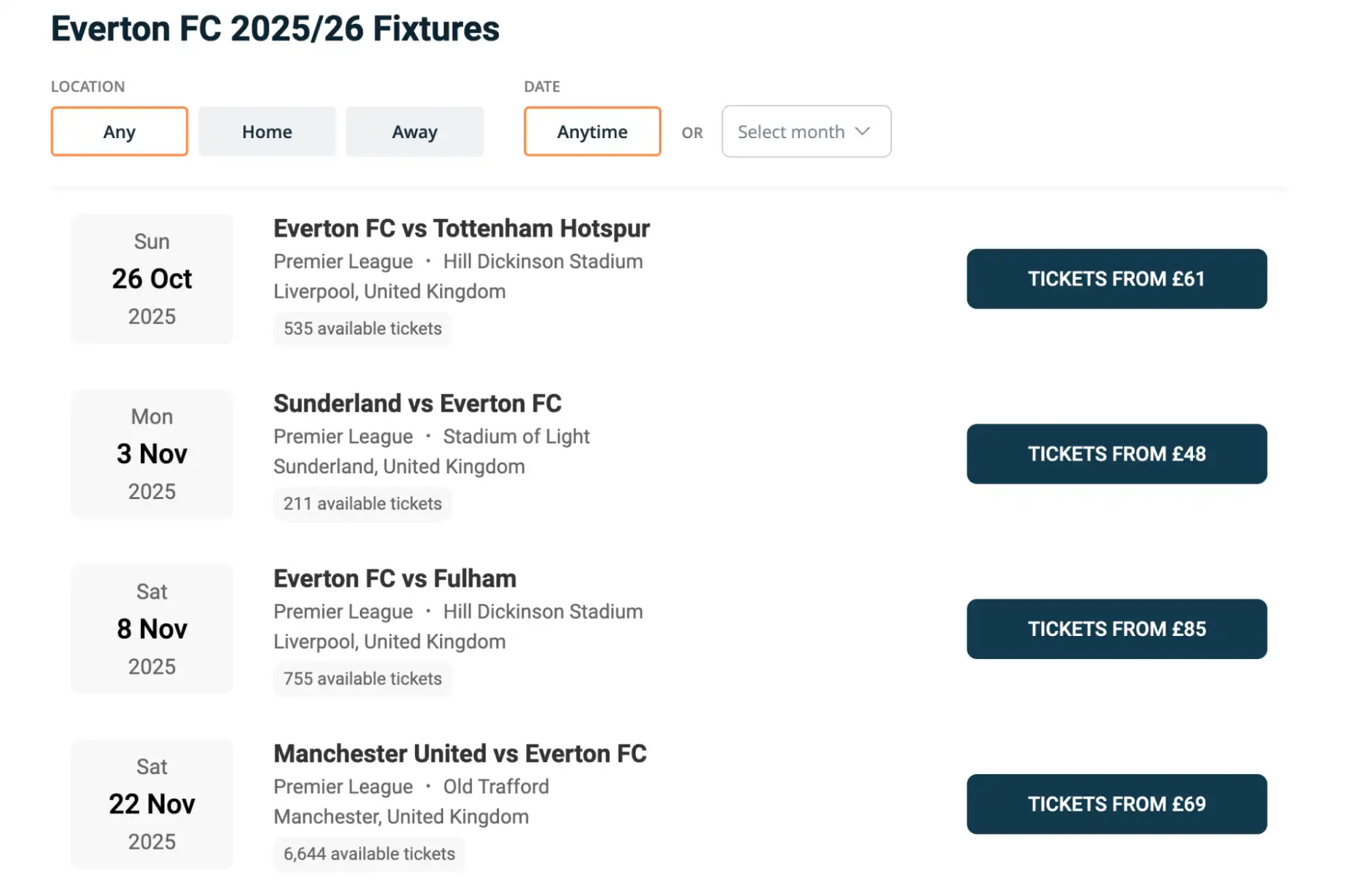 screenshot of Everton FC Fixtures on www.healtharomatherapy.com