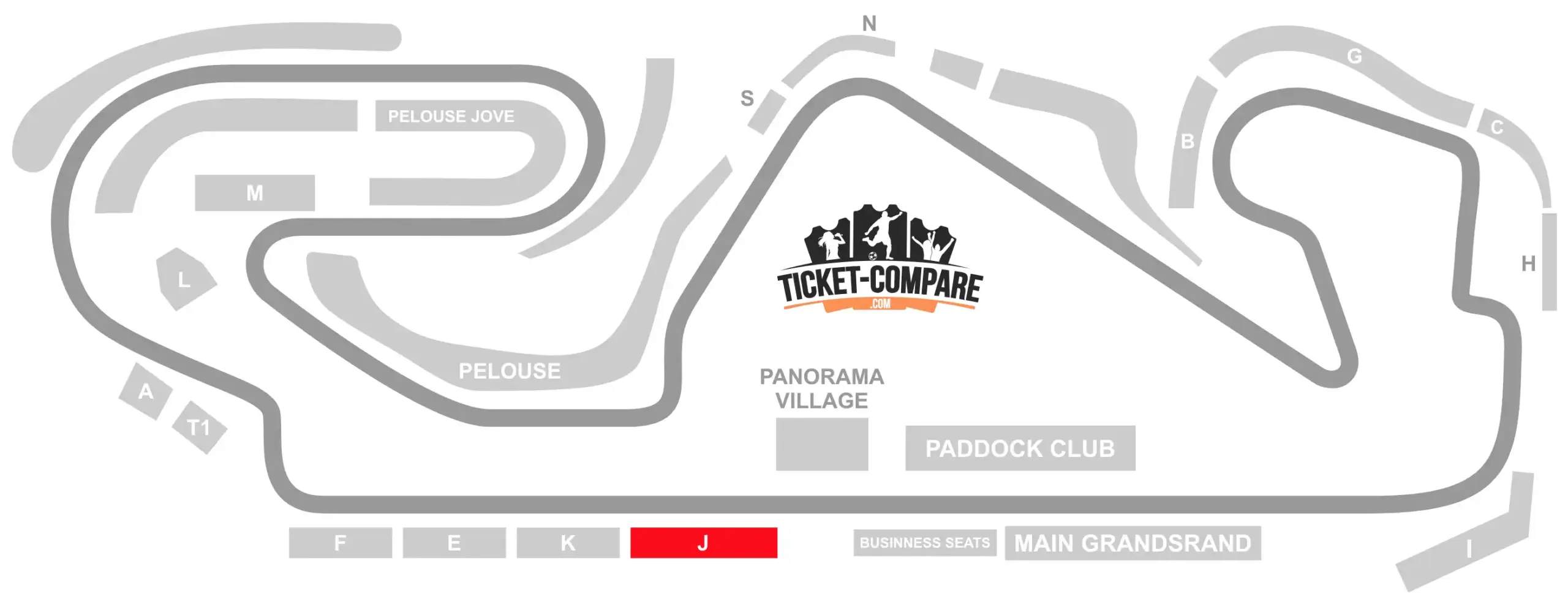 Circuit de Barcelona-Catalunya Seating Plan with the Grandstand J highlighted
