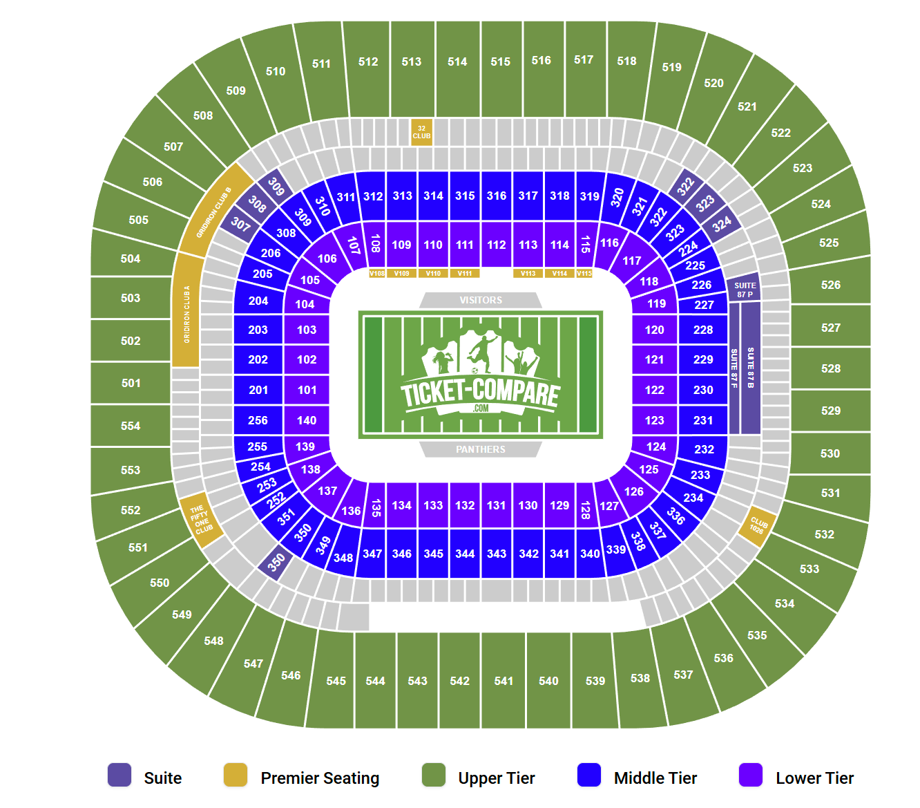 Bank of America Stadium Seating Plan