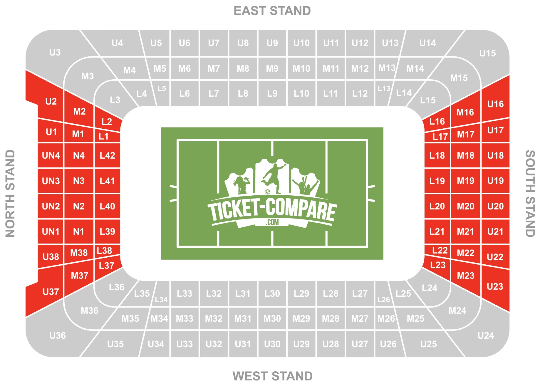 Screenshot of Principality Stadium Seating Plan with the Shortsides highlighted