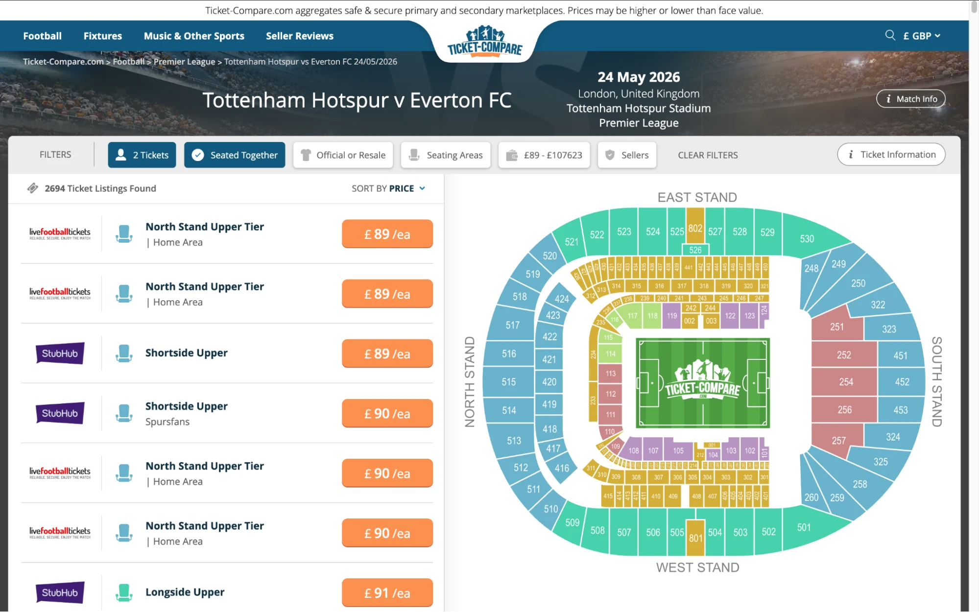 Best Place To Buy Tottenham Hotspur Tickets background image