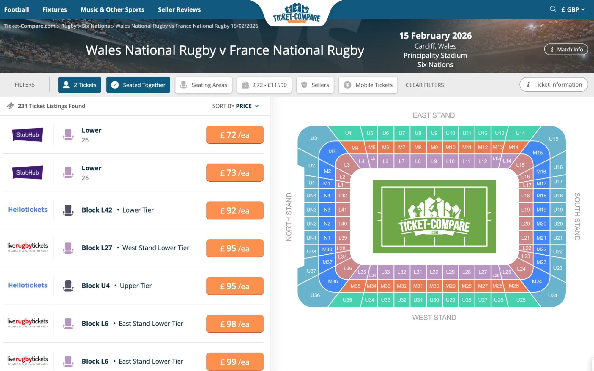 Screenshot of Wales National Rugby v France National Rugby tickets on www.healtharomatherapy.com