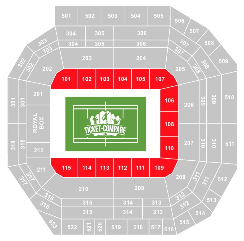 Screenshot of Centre Court Seating Plan with Level 100 ring highlighted